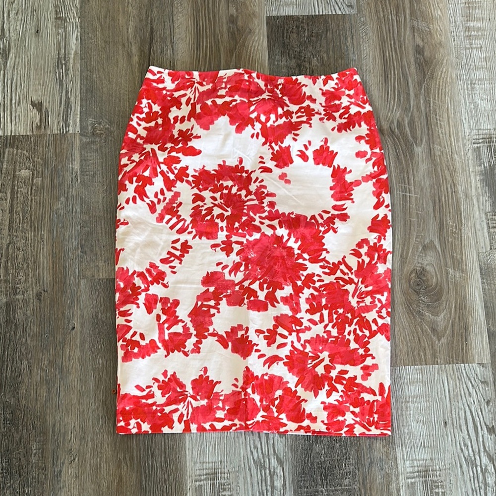 Floral Red and White Skirt